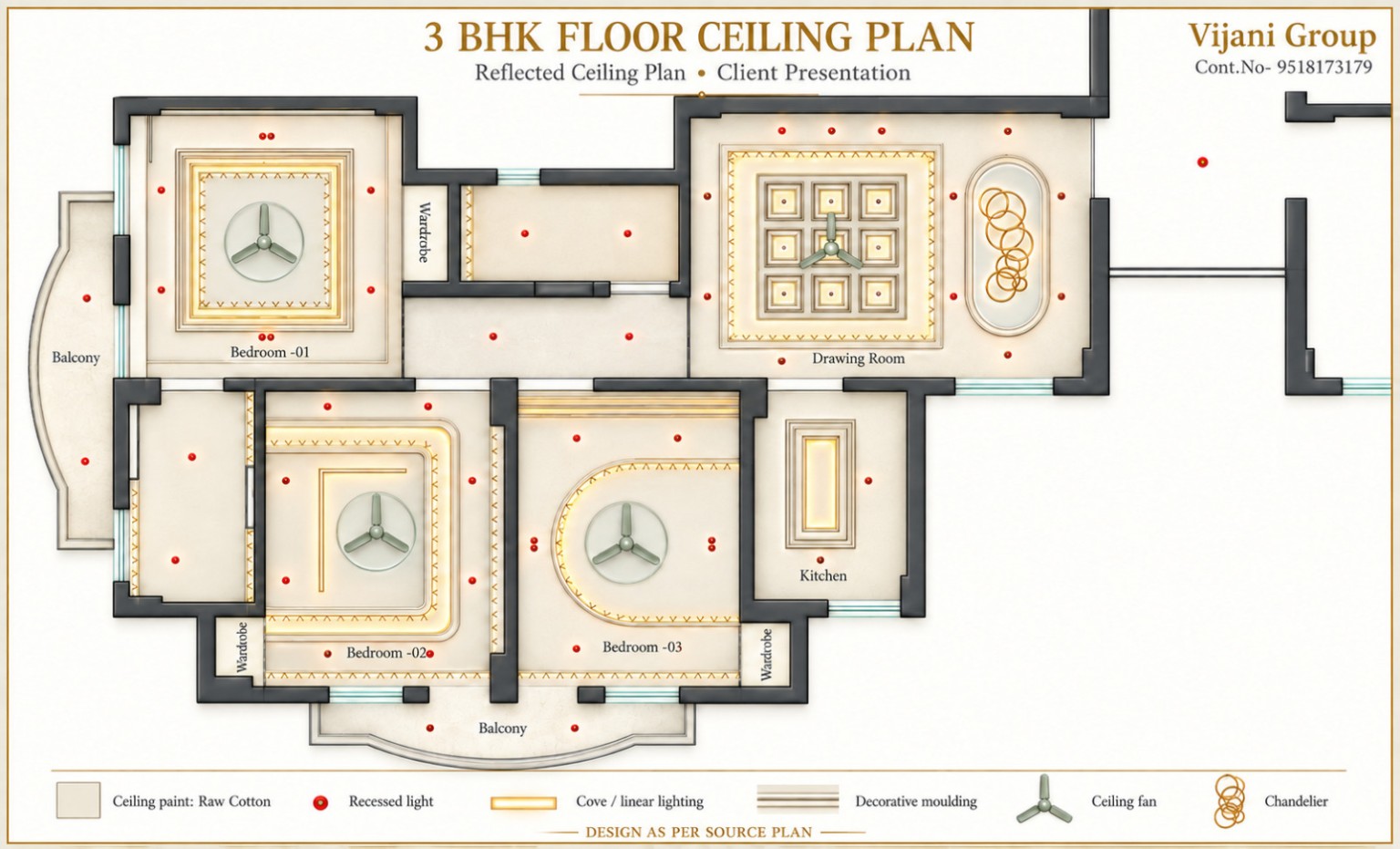 3 BHK ceiling plan